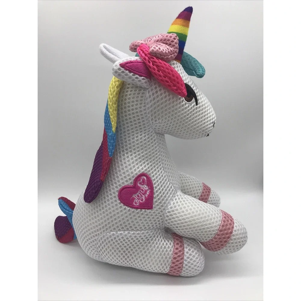 Nickelodeon Jojo Siwa White Mesh Unicorn Plush Rainbow Mane 8 in Tall